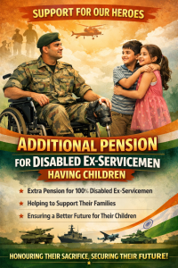 Additional Pension to 100% Disabled Ex-Serviceman having Children