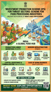 Investment Promotion Scheme (IPS) for Thrust Sectors: Scheme For Food Processing Industries