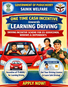 One Time Cash Incentive towards Learning Driving (Sainik Welfare)
