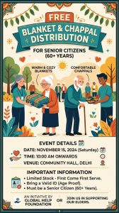 Free Distribution of Blankets and Chappals to Senior Citizen